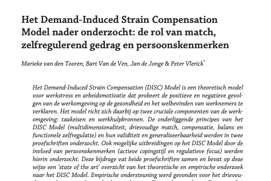 triplematchprincipe als kanttekening bij het JDR-model